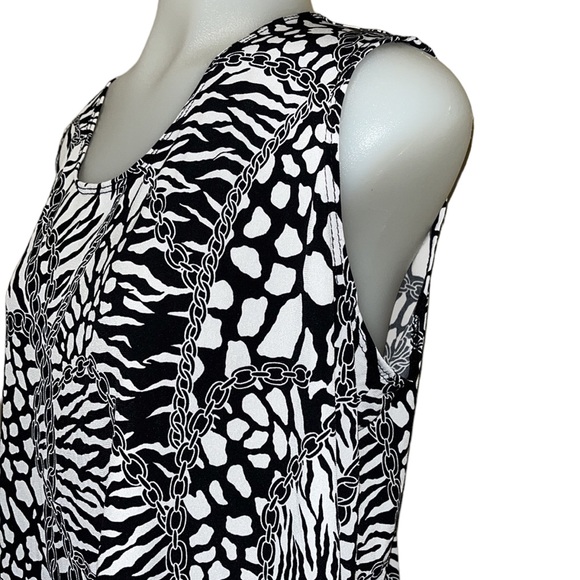 LAURA ASHLEY Animal Print/Chains Dressy Tank Top~L - Picture 2 of 5